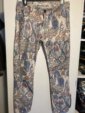 Zara Premium Collection Mid Rise Skinny Jeans Womens 8 Euro 40 Flowers Geometric