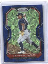 2021 Panini Prizm #215 Xander Bogaerts Blue Scope Prizm #/35 Red Sox