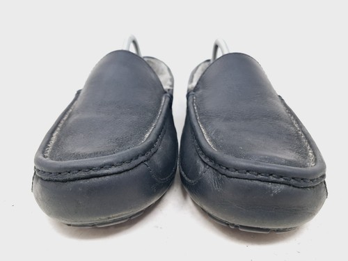UGG Mens Ascot Matte Leather in Black Size 10 Slippers - Picture 4 of 9