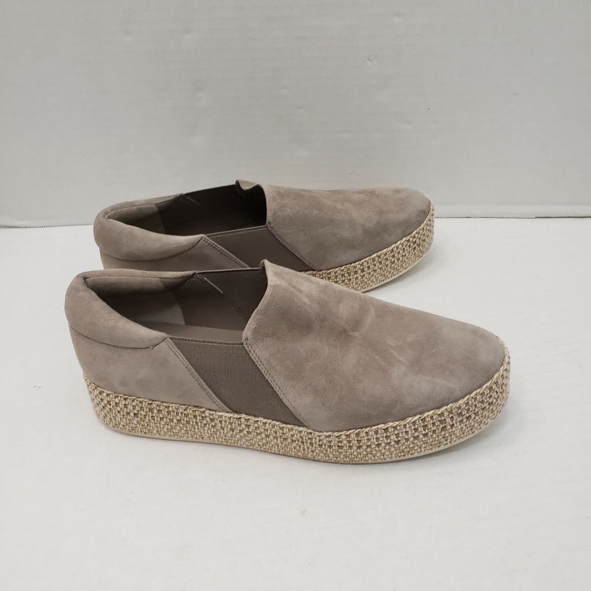 Vince Womens Wilden Suede Espadrilles Slip On Shoes Platform Grey