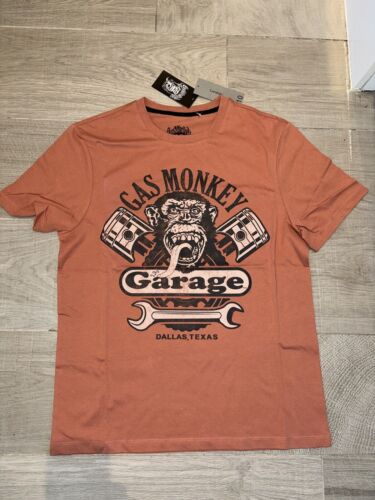 T-shirt ufficiale Gas Monkey Garage Dallas taglia media nuova con etichette prezzo speciale £10 - Foto 1 di 1
