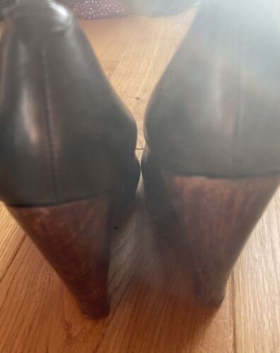 ALDO BLACK LEATHER WEDGE SHOES SIZE UK 5.5 - Picture 3 of 3