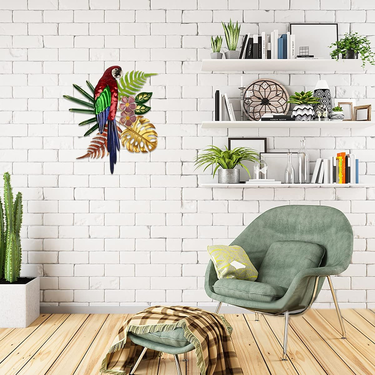 YiYa 41CM Metal Parrot Decor Metal Parrot Wall Decor Metal Parrot Wall