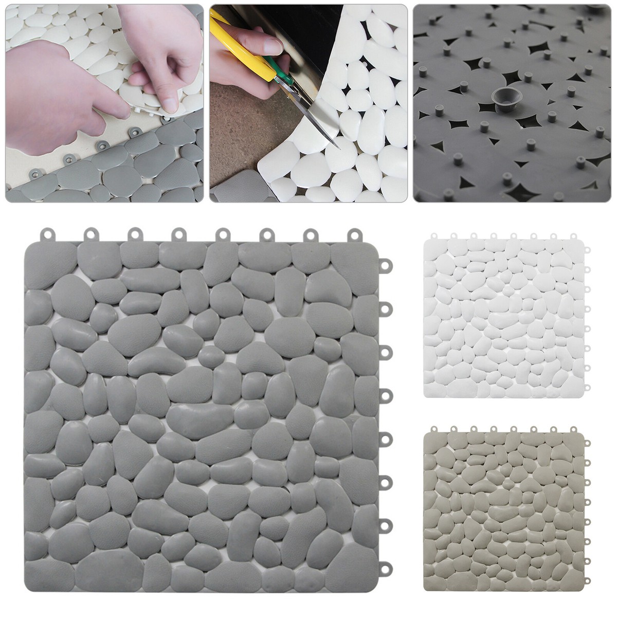 Alfombra de piso de ducha antideslizante 1-12 piezas cojín entrelazado azulejo alfombra cubierta de drenaje piscina