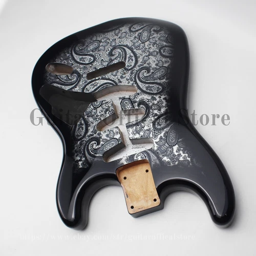 Black Stratocaster Guitar Body North American Alder Paisley for Fender Guitar