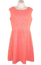 Womens ENFOCUS STUDIO coral peach lace party dress 8 Medium sundress retro