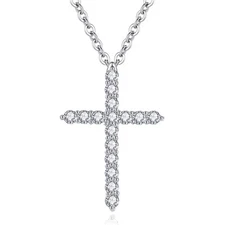 Women's 18K Gold Plated Cross Pendant Necklace Cubic Zirconia Cross Necklace