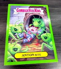 2014 Garbage Pail Kids Series 2 Green Border "ANTON BITE" #129a Sticker Card