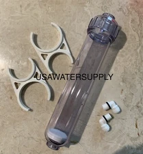 Inline refillable clear cartridge 2" x 10" 1/4" FPNT DI RO KDF T33