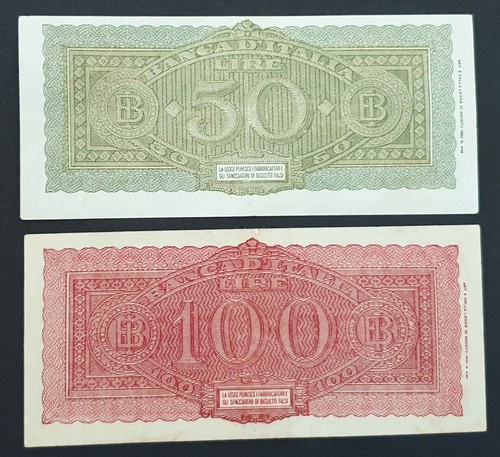 COPPIA 50 E 100 LIRE LUOGOTENENZA DEL 1944 QSUP - Foto 2 di 2