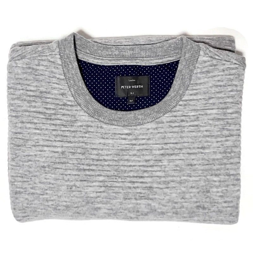Peter Werth London Grey Rib Knit Textured Sweater Relaxed Fit Pullover - Medium - Picture 7 of 9