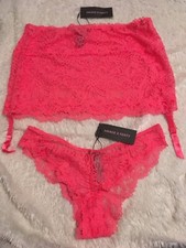 Savage X Fenty XL Romántico Cordón Encaje Liguero Falda + L Braguita Brasileña Conjunto Lote