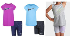 New Toddler Girls Nike Logo Dri-FIT Tunic  Bike Shorts Set Pick Size  Color