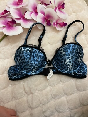 Jolidon leopard blue padded underwired  Bra size  it2b us32b eu70b 