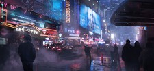 Anime cyberpunk night car digital art futuristic Play Gaming Mat Desk