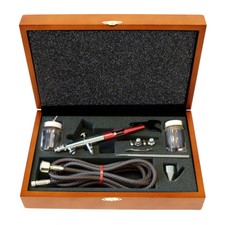 VLST-3WC Paasche Double Action Siphon Feed Airbrush w/ all 3 Heads Wood Case