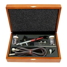 VLST-3WC Paasche Double Action Siphon Feed Airbrush w/ all 3 Heads & Wood Case