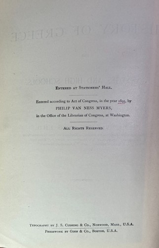 A History of Greece by Phillip Van Ness Myers, 1898 Hardcover - Imagen 4 de 9