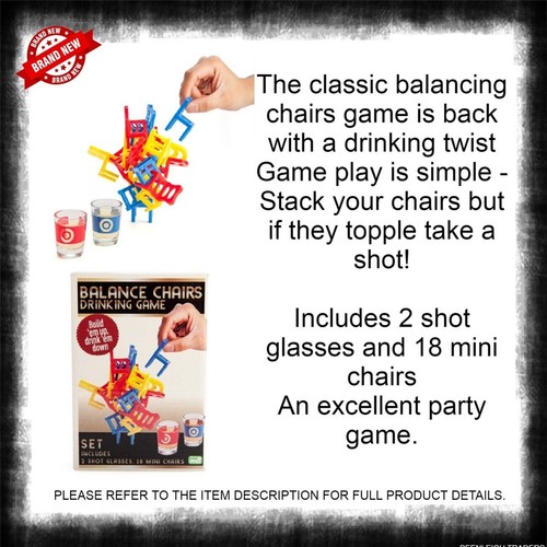 Party Game DRINKING BALANCE CHAIRS Build Em' Up, Drink Em' Down Brand New - Picture 8 of 10