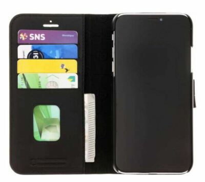 Bugatti iPhone X/Xs Luxury FullGrain Cow Leather Booklet Walle Case Black