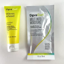 DEVACURL Waves Ahead Low Poo Cleanser 1.5 oz and Melt Into Moisture Mask 1 oz