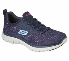Skechers Flex Appeal VIVID SPIRIT / Womens / Memory Foam / Navy/Pink NIB 75