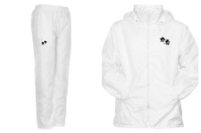 New White Unisex Bowling Lawns Bowls Logo Water Proof Hooded Jacket/Trousers