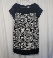 Dressbarn Shift Dress Women's Size 16W Black & White Floral Mixed Print