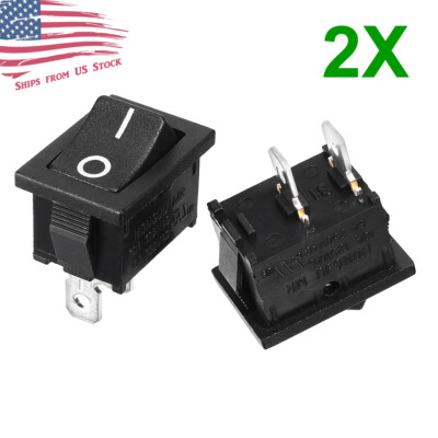 #ad 2Pcs Rocker Switch 2 PIN ON OFF SPST 125VAC 10A 250VAC 6A 21x15mm BLACK KCD1 101 $6.89
