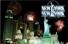 Postcard features hotel and casino design in Vegas.