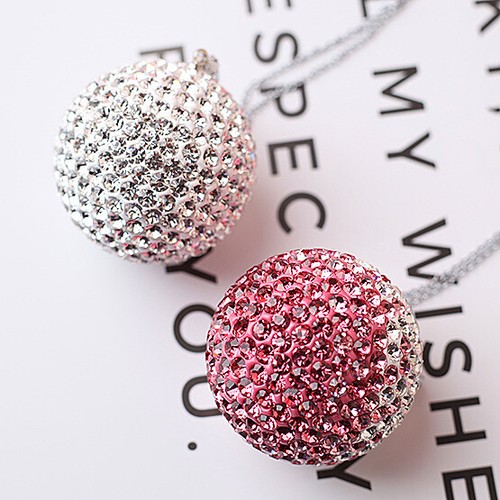 Bling Car Rear View Mirror Pendant Crystal Ornament Hanging Accessories Ball Car - Foto 5 di 18