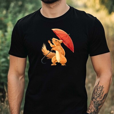 Herren T-Shirt Eichhörnchen Motiv Baumwolle Größe XS bis 5XL