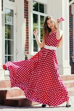 Maxi Elegant Fashion Dress Raspberry Peas Fashionable NEW