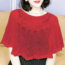 Autumn Pullover Scarf Solid Color Knitted Cotton Shawls Korean Simple Hollow Des