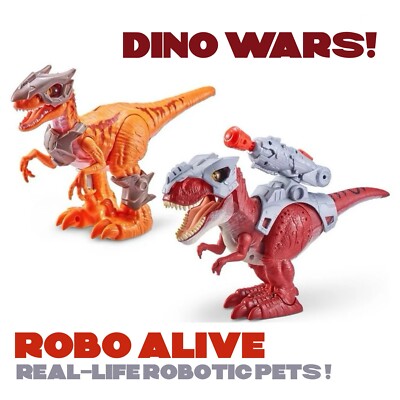 Robo Alive Dino Wars Raptor & T-Rex Robotic Pet Figures 2-Pack