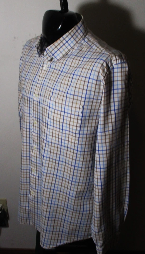 BARBOUR Beige w/ Blue Brown Long Sleeve "Odell" Shirt Size L - Image 4 of 4