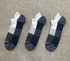 3Pair Men's Bombas Hex Tec Running Ankle Socks Size Large Blue White Lightweight