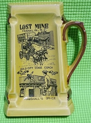 VINTAGE 1960's CERAMIC BEER STEIN SHAPED ASHTRAY Lost Mine Franklin N.C. 