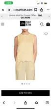 SAKS FIFTH AVENUE 100% Linen Sleeveless Scallop-Hem Tank