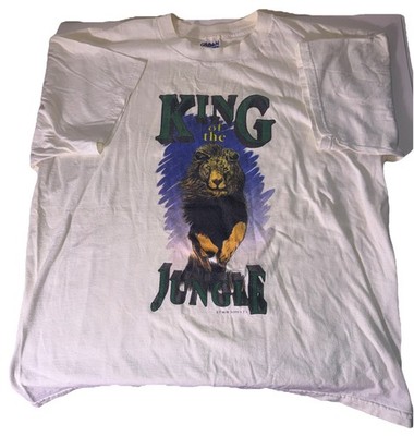 Vintage King of the Jungle Lion Uncle Jerry s T s T-Shirt White X-Large Gildan