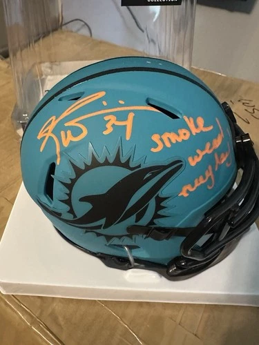 Ricky Williams Signed Miami Dolphins Rave Mini Helmet Smoke Weed Everyday