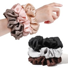 Large Satin Silk Scrunchies For Women Oversize Jumbo Hair Tie For Thick Hair
