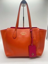 Gucci Children Swing Tote Bag Leather Orange Authenticity