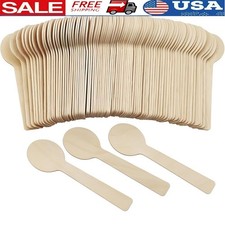Mini Wooden Spoons Natural Birch Dessert Sampling Spoons Disposable New
