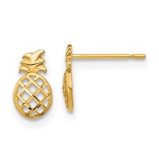14k Yellow Gold Diamond-cut Pineapple Children's Post Stud Earrings