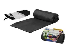 Travel Blanket w Bag Cloudz Compact Bamboo Fabric Black Soft Cozy 42" x 72" NEW