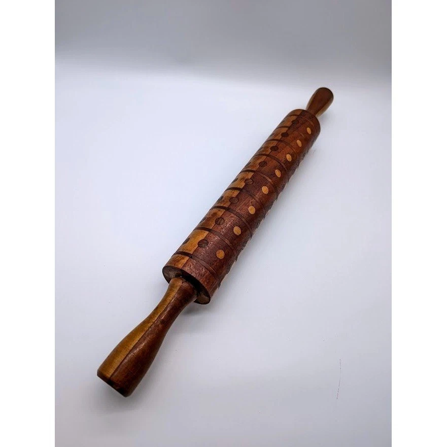 Vintage Inlaid Dot Wood Rolling Pin Decorative Art Farmhouse Kitchen Rustic
Opens in a new window or