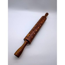 Vintage Inlaid Dot Wood Rolling Pin Decorativ...