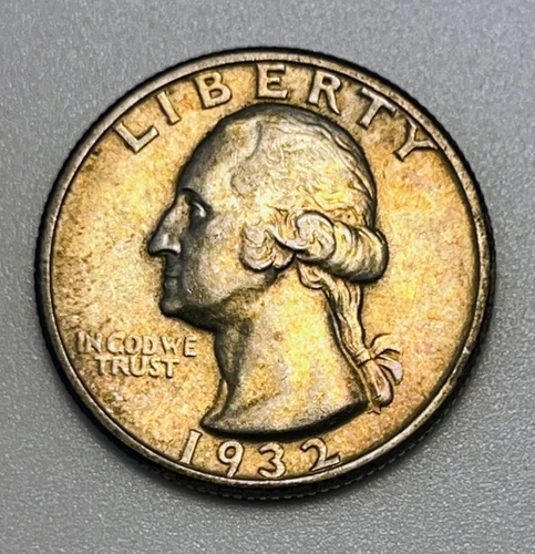 1932 Washington Silver Quarter XF+ Toned Toning Philadelphia Mint 90%