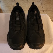 PUMA Black Men's Athletic Sneakers Synthetic Lace Up Rubber Low Top